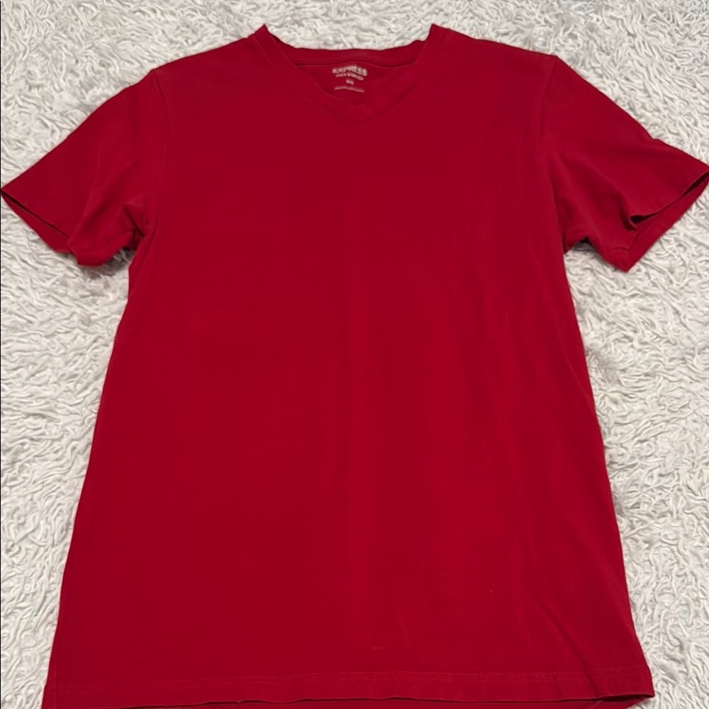 Express Red V-Neck T-Shirt